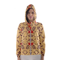 Floral Folk Damask Pattern Fantasy Flowers Floral Geometric Fantasy Women s Hooded Windbreaker by Eskimos