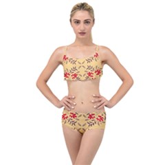 Floral Folk Damask Pattern Fantasy Flowers Floral Geometric Fantasy Layered Top Bikini Set by Eskimos