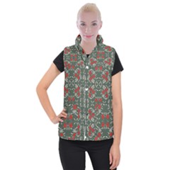 Floral Folk Damask Pattern Fantasy Flowers Floral Geometric Fantasy Women s Button Up Vest by Eskimos