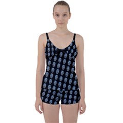 Skulls, Demonic Skull Pattern, Frida Kahlo Stylised Tie Front Two Piece Tankini by Casemiro