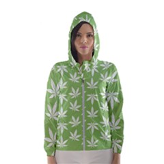 Weed Pattern Women s Hooded Windbreaker by Valentinaart
