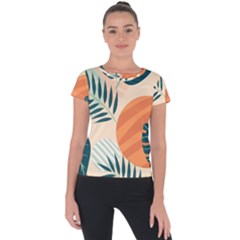 Tropical Pattern Short Sleeve Sports Top  by Valentinaart