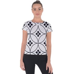 Black And White Pattern Short Sleeve Sports Top 