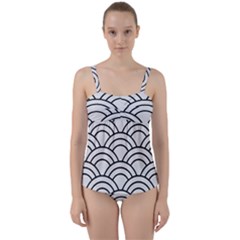 Black And White Pattern Twist Front Tankini Set by Valentinaart