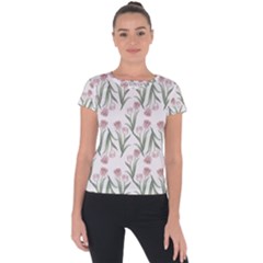 Floral Pattern Short Sleeve Sports Top  by Valentinaart