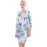 Floral pattern Quarter Sleeve Hood Bodycon Dress