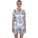 Floral pattern Satin Short Sleeve Pajamas Set
