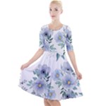Floral pattern Quarter Sleeve A-Line Dress