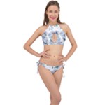 Floral pattern Cross Front Halter Bikini Set