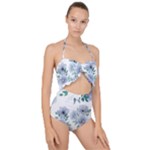 Floral pattern Scallop Top Cut Out Swimsuit