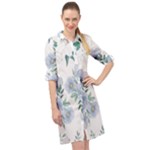 Floral pattern Long Sleeve Mini Shirt Dress
