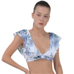 Floral pattern Plunge Frill Sleeve Bikini Top