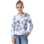 Floral pattern Kids  Long Sleeve Tee with Frill 