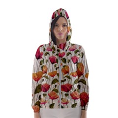 Floral Pattern Women s Hooded Windbreaker by Valentinaart