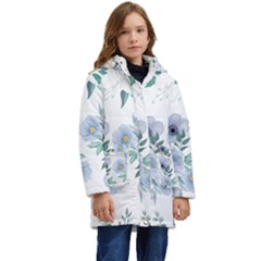 Floral Pattern Kid s Hooded Longline Puffer Jacket by Valentinaart