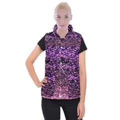 Purple  Waves Abstract Series No2 Women s Button Up Vest by DimitriosArt