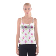 Tulips Watercolor Pattern Spaghetti Strap Top by Littlebird