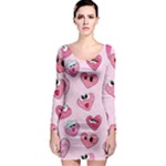 Emoji Heart Long Sleeve Bodycon Dress