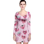 Emoji Heart Long Sleeve Velvet Bodycon Dress