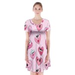 Emoji Heart Short Sleeve V-neck Flare Dress