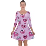 Emoji Heart Quarter Sleeve Skater Dress