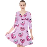Emoji Heart Quarter Sleeve Front Wrap Dress
