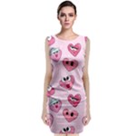 Emoji Heart Sleeveless Velvet Midi Dress