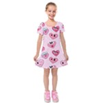 Emoji Heart Kids  Short Sleeve Velvet Dress