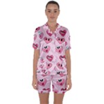 Emoji Heart Satin Short Sleeve Pajamas Set