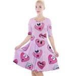 Emoji Heart Quarter Sleeve A-Line Dress