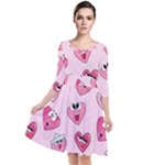 Emoji Heart Quarter Sleeve Waist Band Dress