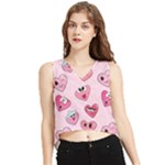 Emoji Heart V-Neck Cropped Tank Top