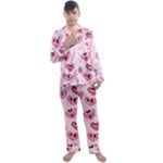 Emoji Heart Men s Long Sleeve Satin Pajamas Set