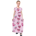 Emoji Heart Kids  Short Sleeve Maxi Dress