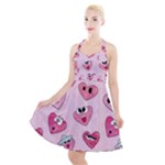 Emoji Heart Halter Party Swing Dress 