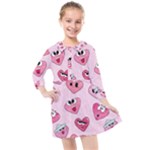 Emoji Heart Kids  Quarter Sleeve Shirt Dress