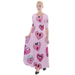 Emoji Heart Half Sleeves Maxi Dress