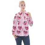 Emoji Heart Women s Long Sleeve Pocket Shirt