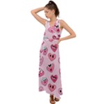 Emoji Heart V-Neck Chiffon Maxi Dress