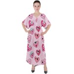 Emoji Heart V-Neck Boho Style Maxi Dress