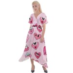 Emoji Heart Cross Front Sharkbite Hem Maxi Dress