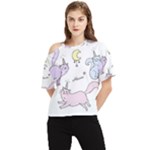  Cute unicorn cats One Shoulder Cut Out Tee