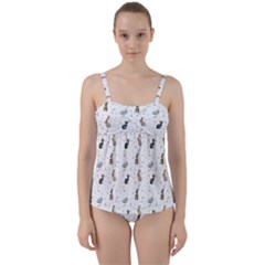 Cute Rabbit Twist Front Tankini Set by SychEva