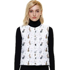 Cute Rabbit Women s Short Button Up Puffer Vest by SychEva