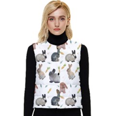 Cute Bunny Women s Short Button Up Puffer Vest by SychEva