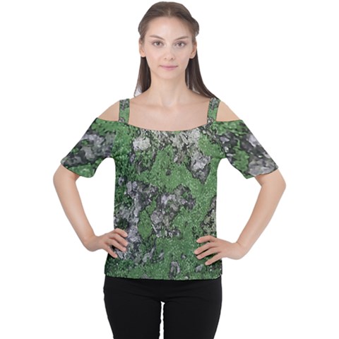 Modern Camo Grunge Print Cutout Shoulder Tee by dflcprintsclothing