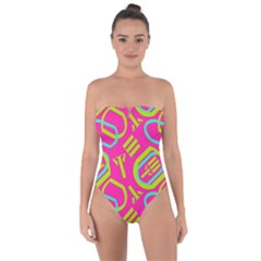 Abstract Pattern Geometric Backgrounds   Tie Back One Piece Swimsuit by Eskimos