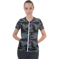 Abstract Art - Adjustable Angle Jagged 2 Short Sleeve Zip Up Jacket by EDDArt