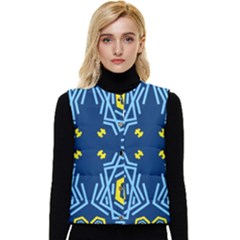 Abstract Pattern Geometric Backgrounds   Women s Short Button Up Puffer Vest by Eskimos