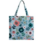 Flower Zipper Grocery Tote Bag